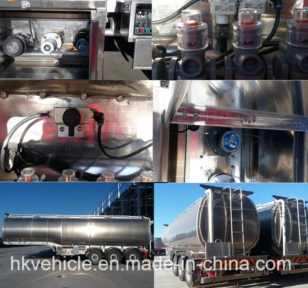 45-50cbm 3 Axle Stainless Steel Fuel Tank Trailer Fuwa Axle