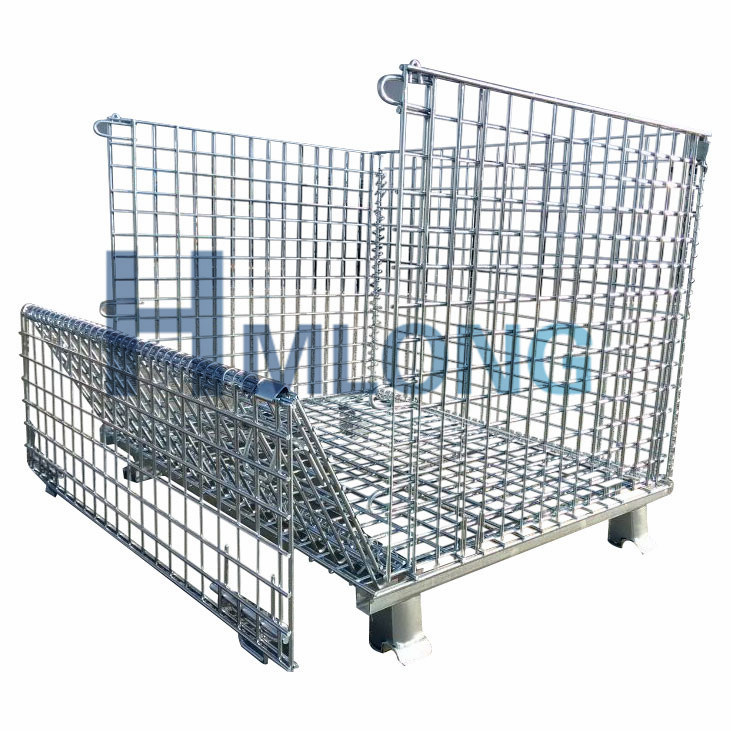 Warehouse Storage Stacking Collapsible Metal Wire Cage
