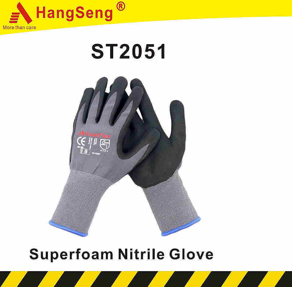 Atg Maxiflex Style Micro Super Foam Nitrile Coated Work Safety Glove for Automative Industry