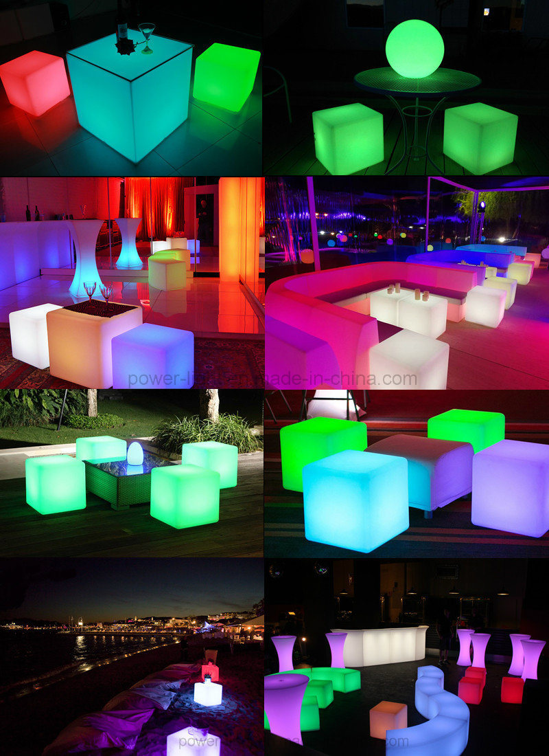 Outdoor Furniture LED Illuminated Cube Stool