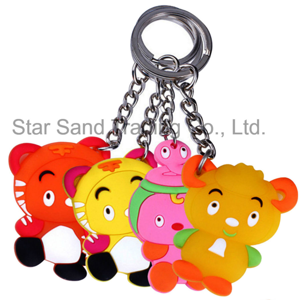 Customized Made Animal Cartoon Design PVC Keychain by Your Artwork