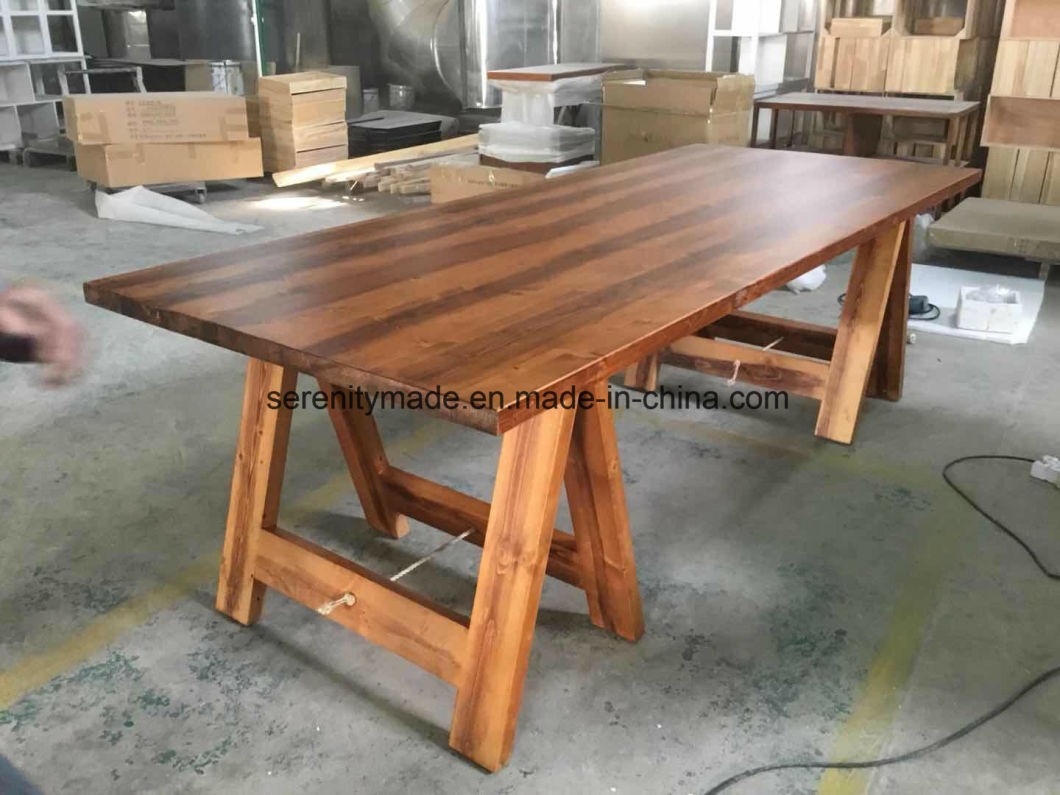 Restaurant Furniture 6 Seater Wooden Outdoor High Bar Dining Table