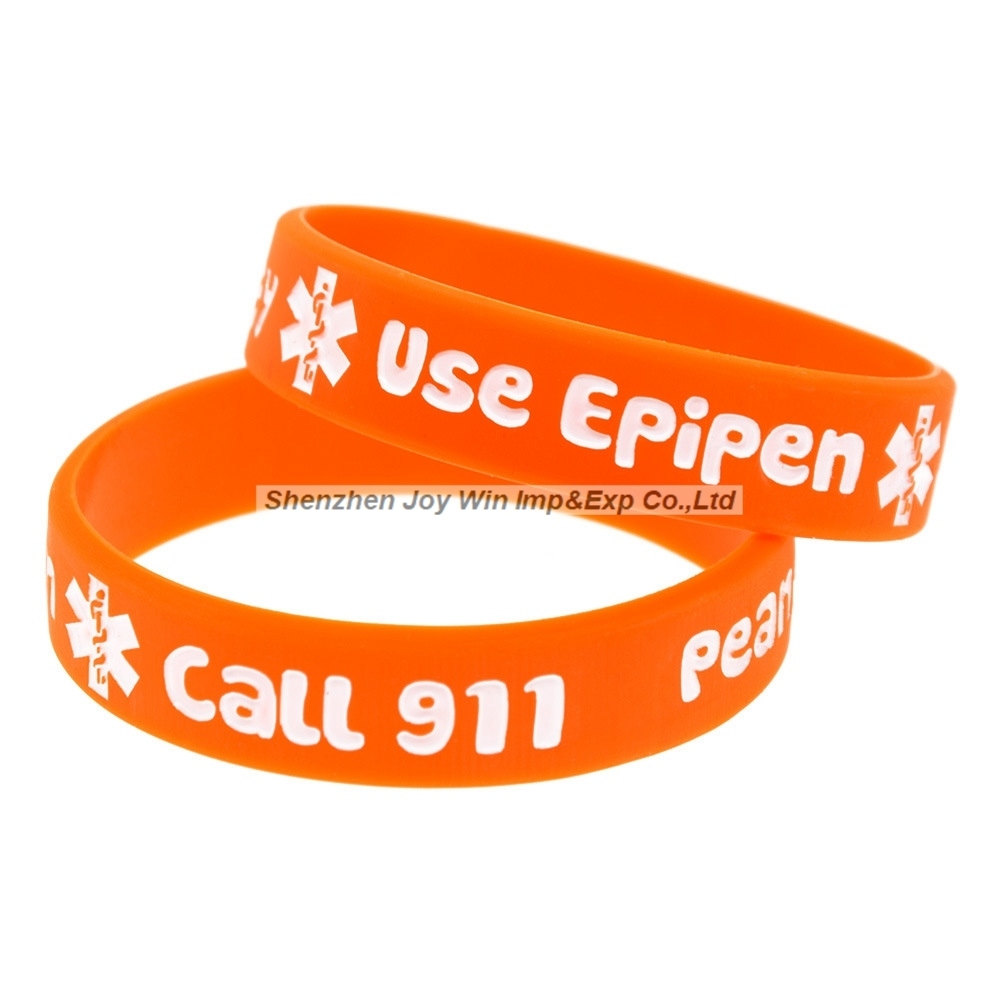 Silkscreen Diabetes Warning Silicone Bracelet