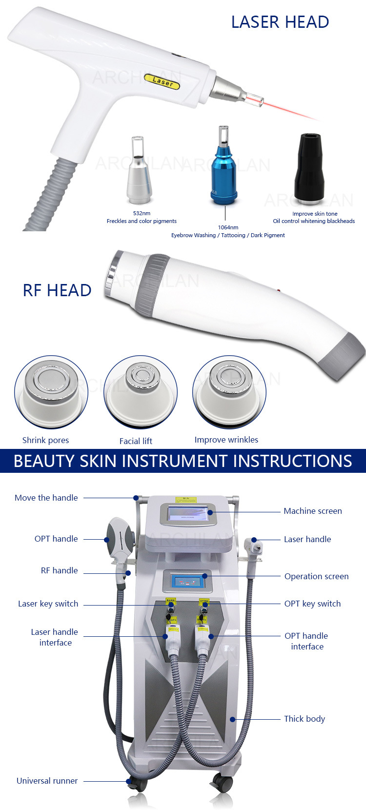 Hair Removal Instrument IPL Shr RF Machine Permanent by Laser