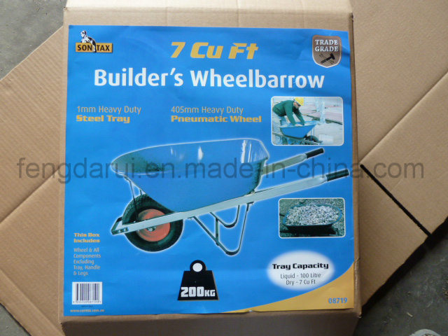 Heavy Duty Square Handle Steel Tray Builder's Wheel Barrow (WB8602)