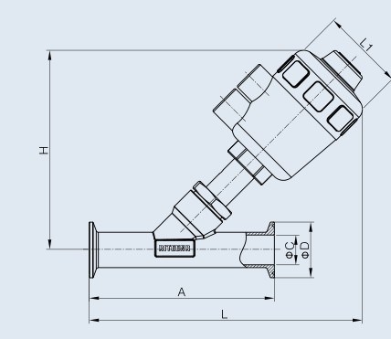 Sanitary Stainless Steel Pneumatic Clamped Angle Seat Valve (DIN-No. RJZ1204)