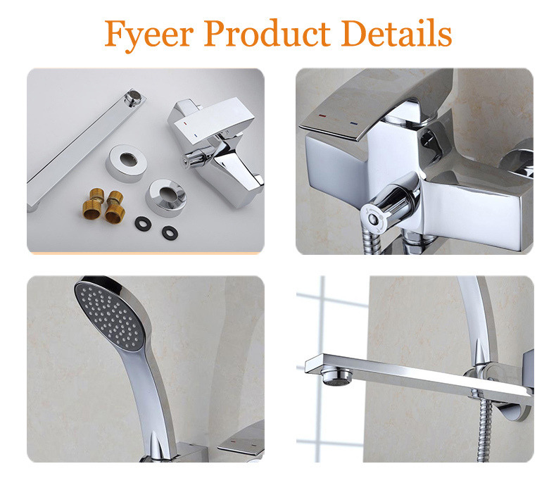 Fyeer Long Spout Bathroom Bath and Shower Mixer Faucet (QR1001D)