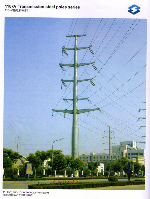 110kv HDG Transmission Line Steel Pole