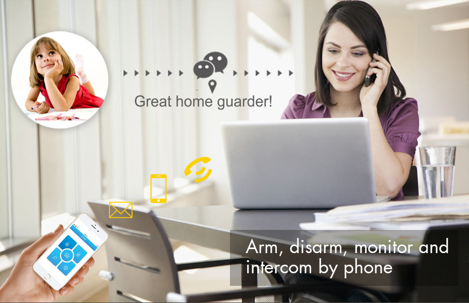 Simple Safety Alarm Security with 99 Wireless Zone and APP
