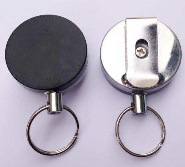 Heavy Duty Metal Belt Retractable ID Key Ring Holder with Colorful Case