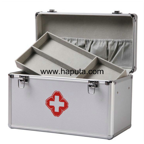 Hard Silver Medical First Aid Case with Trays (HMC-1009)