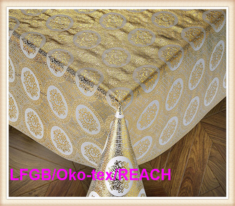 PVC Lace Gold Table Cloth in Roll Hot Sale (JFBD-003)