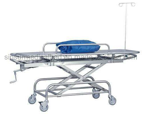 Hospital Emergency Use Stainless Steel Ambulance Transport Flat Stretcher Trolley