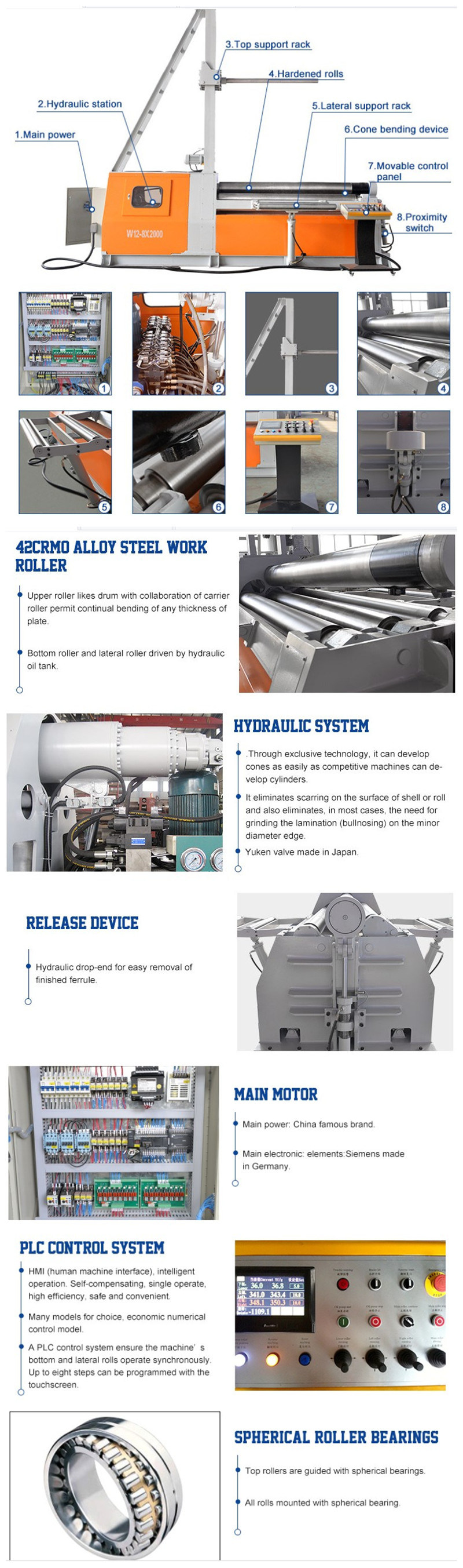 W12nc Hydraulic 4 Roller Heavy Duty Sheet Metal Plate Rolling Machine Price of Rolls