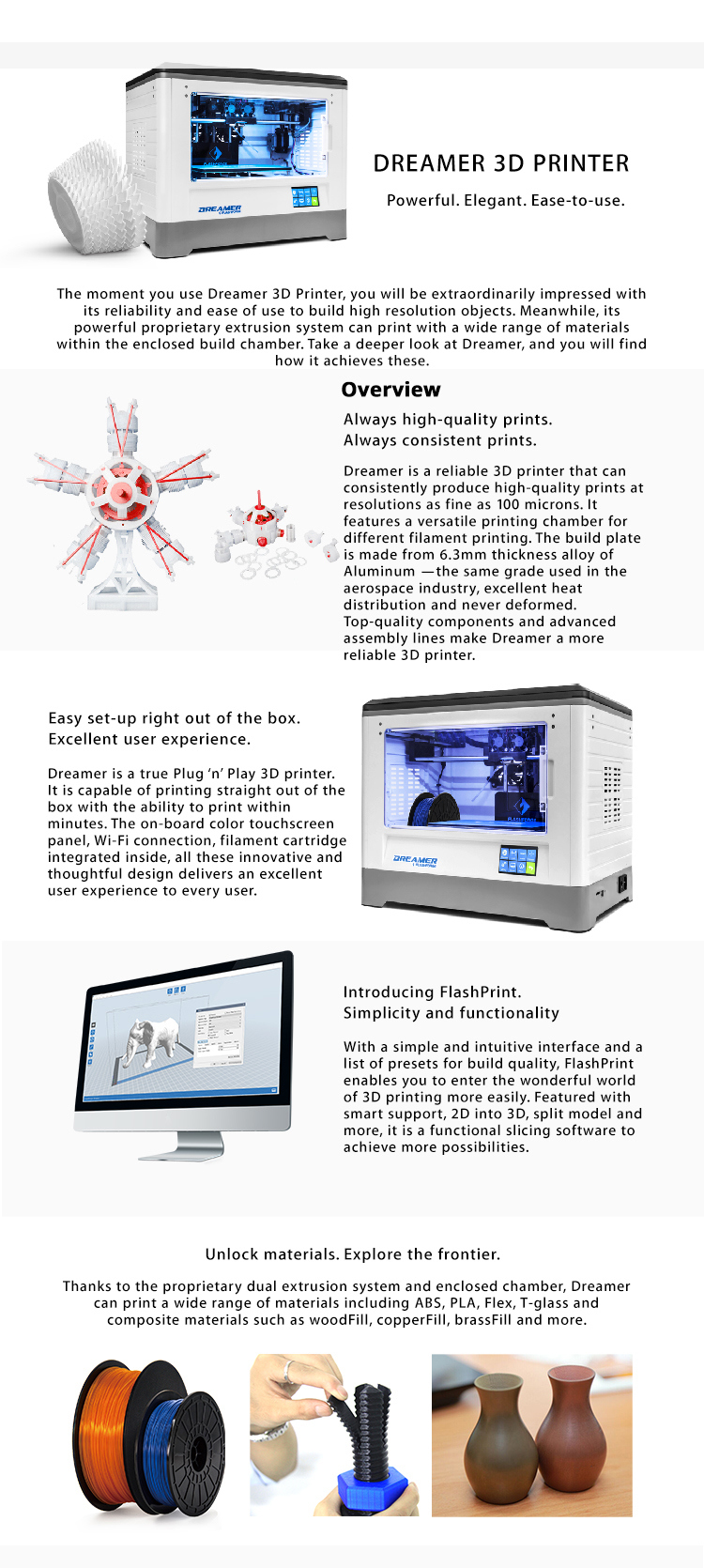 Wholesale Flashforge Educational Dreamer Desktop 3D Printer Rapid Printing