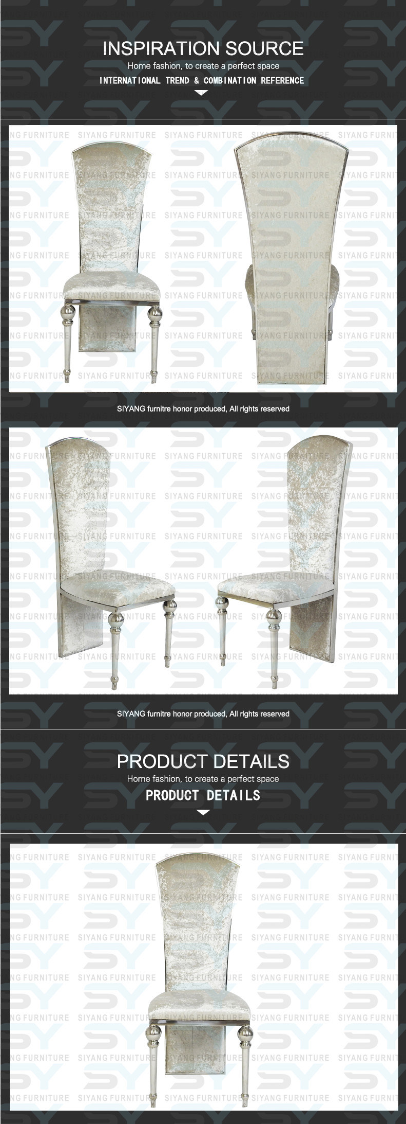 Hotel Restaurant Furniture Modern Chair Luxury Metal Chair Dining Chair