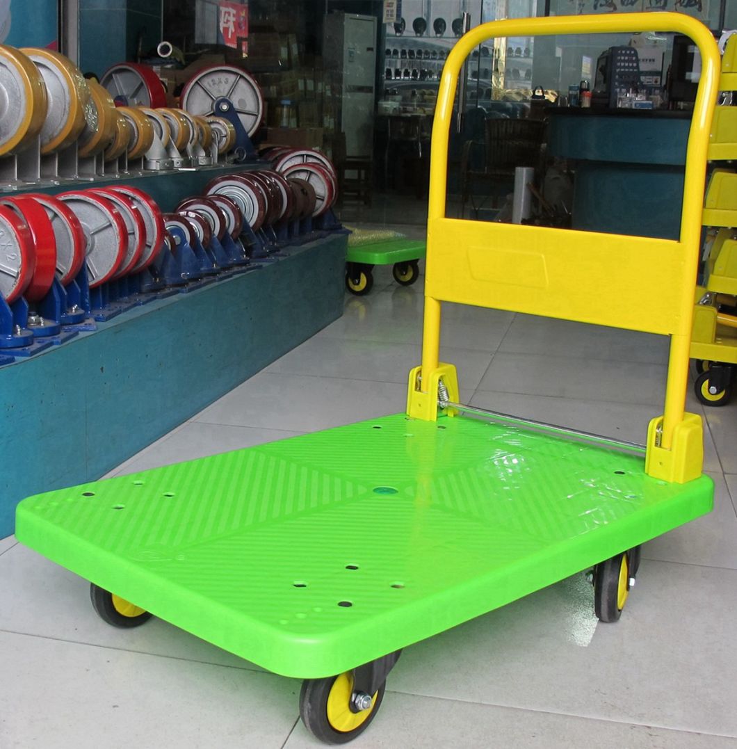 300kg Apple Green Platform Handcart Noiseless Folding Trolley