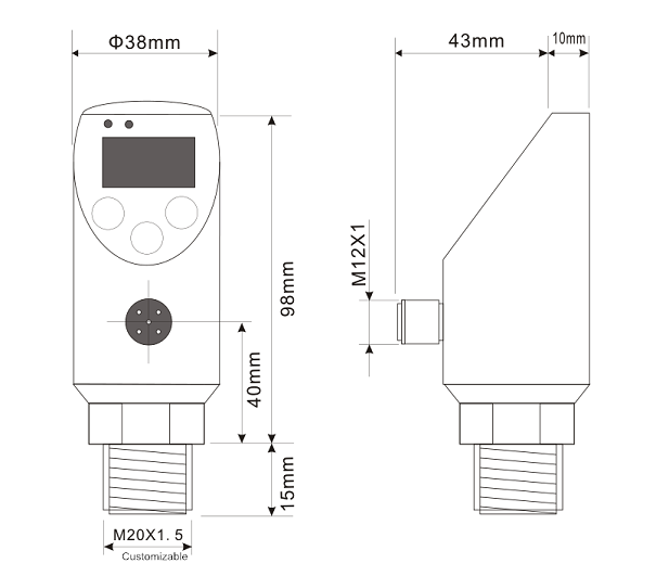 Digital 4-20mA 0-5V 0-10V Modbus Pressure Switch with OLED Display- Pressure Sensor with NPN/PNP Switching