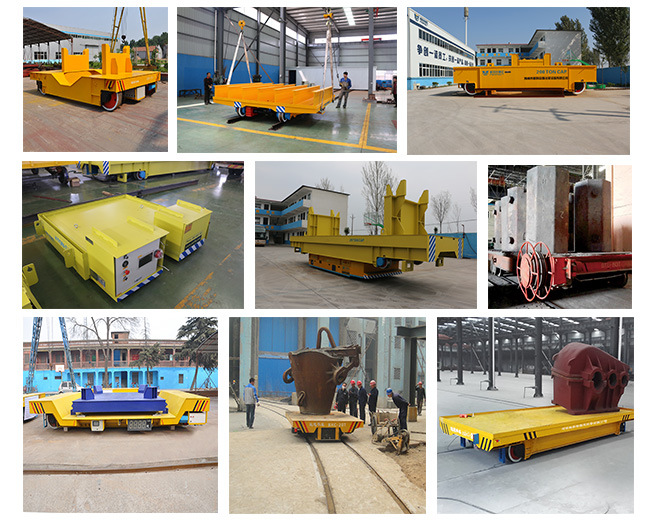 Yellow Color Railway Flat Cart with Steel Crane Wheels