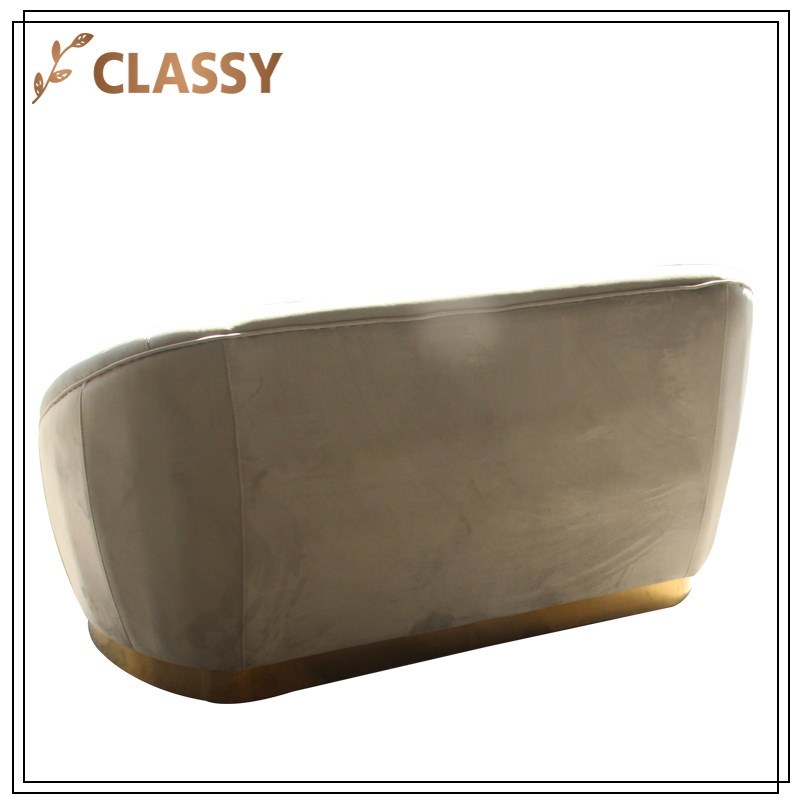 Flannel Top Gold Stainless Steel Base Couple Sofa