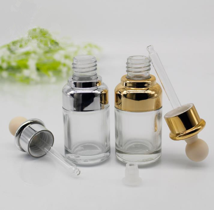 20ml 30ml Shoulder Dropper Essential Oil Glass Bottle with Plastic Dropper Cap (PPC-GB-026)