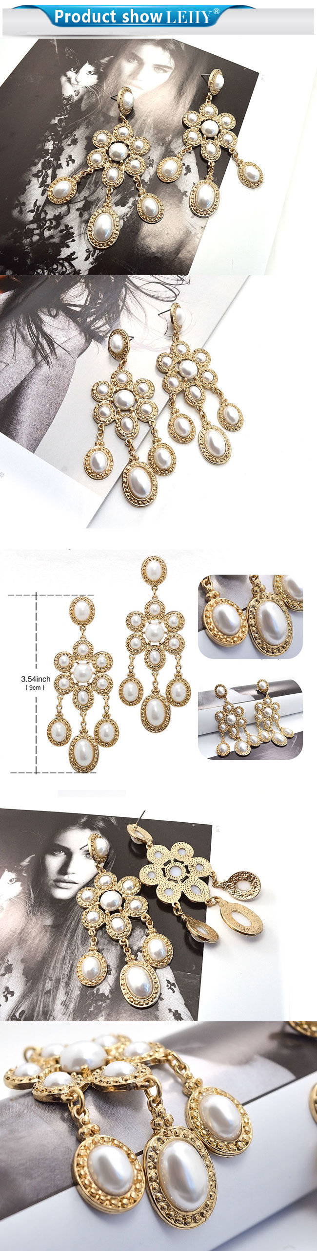 Women Elegant Simulated-Pearl Wedding Bride Party Jewelry Dangle Drop Earring
