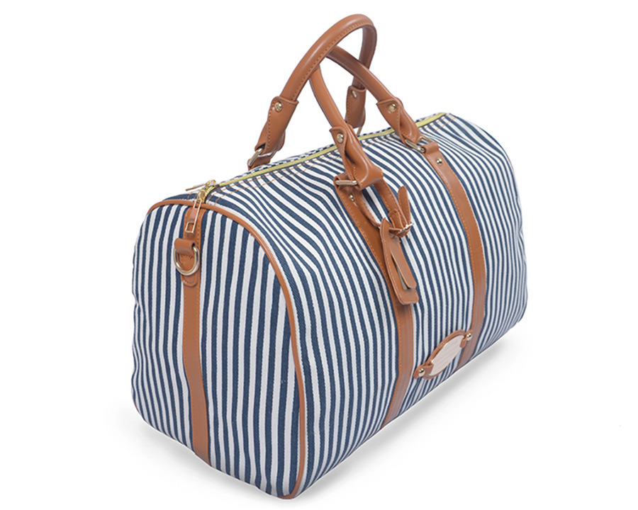 Superior Material Waterproof Duffle Bag White Stripe Travel Bag