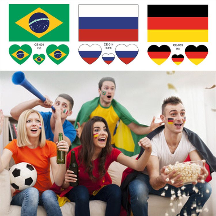 Football National Flag Soccer Fan Temporary Tattoo Face Sticker Sticky