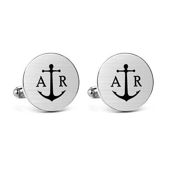 Simple Design Boat Hook Stainless Steel Cufflinks and Tie Clip