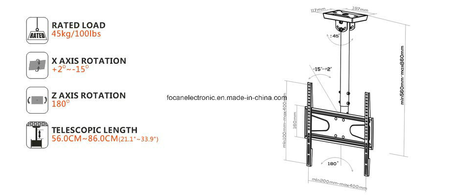 Metal Construction Universal TV Plasma LED Ceiling Brackets