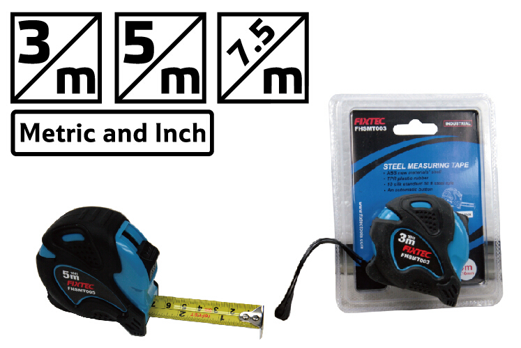 Fixtec 5m/7.5m Steel Measuring Tape with Automatic Button