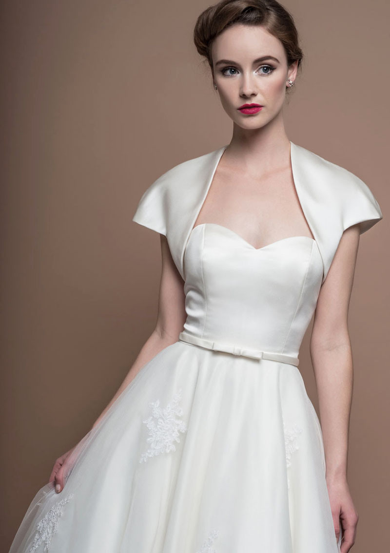 Strapless Sweetheart Tea Length Simple A-Line Wedding Dress