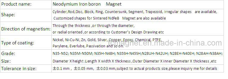 Neodymium Iron Boron Rare Earth Magnets with Ts 16949 and ISO 9001