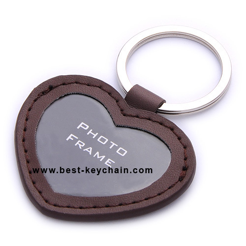 Souvenirs Malaysia Enuine Leather Heart Shape PU Photo Frame Keychain (BK21023A)