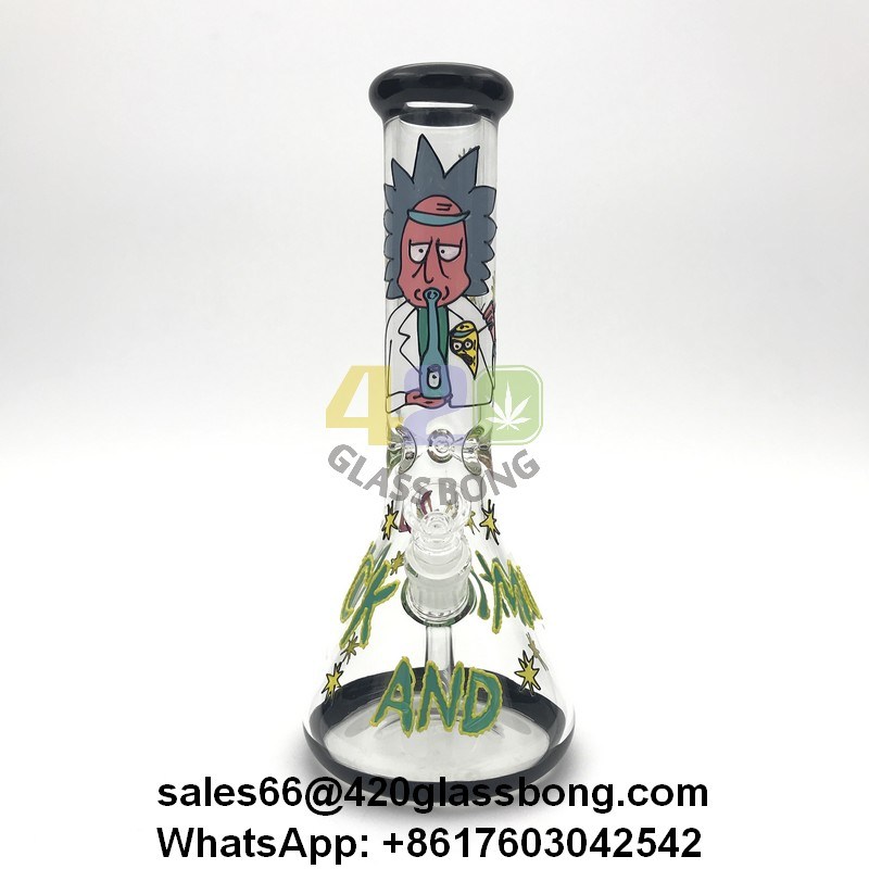 3D Rick and Morty 7mm Thickness Heady Glass Beaker/Waterpipe/Pipe Glass Crafts