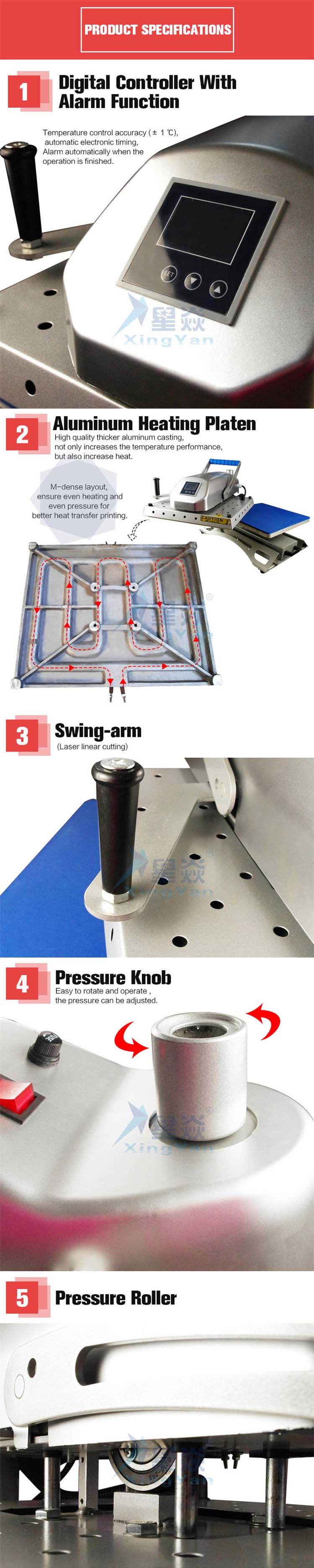 Swinger Clamshell Heat Press Machine High Pressure Heat Transfer Equipment