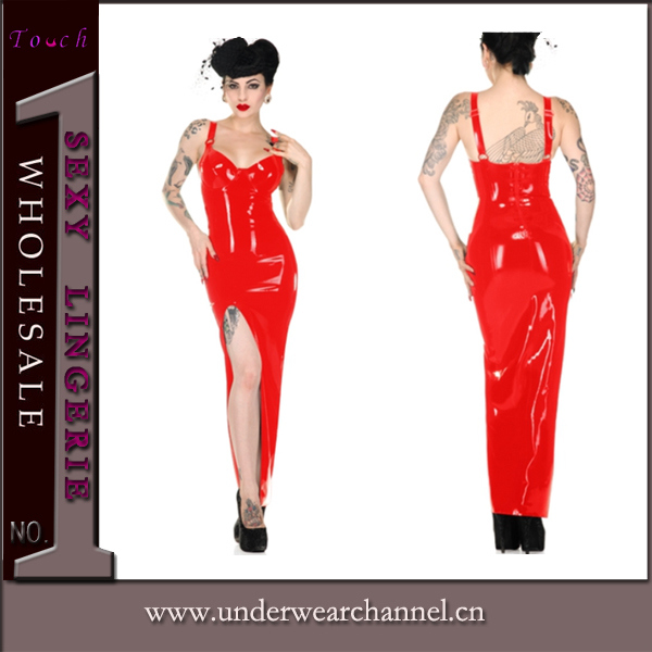 Factory Lady Sexy Vinyl Evening Party Faux Leather Dress (TP784)