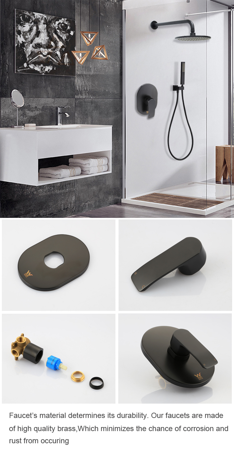 Wide Australian Watermark Black Faucets Shower Room Set