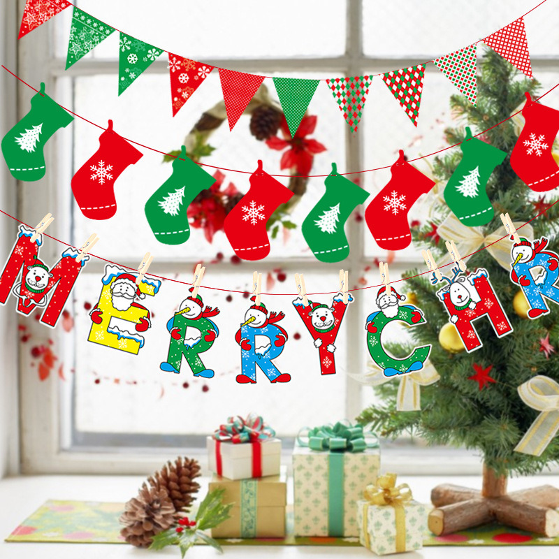 Christmas Letters Flags Party Decoration (JG669)