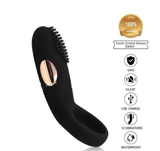 12 Frequency Healthy Decompression Vibrating Delay Premature Ejaculation Lock Fine Vibration Ring Massager for Men Flirting Sex Pleasure