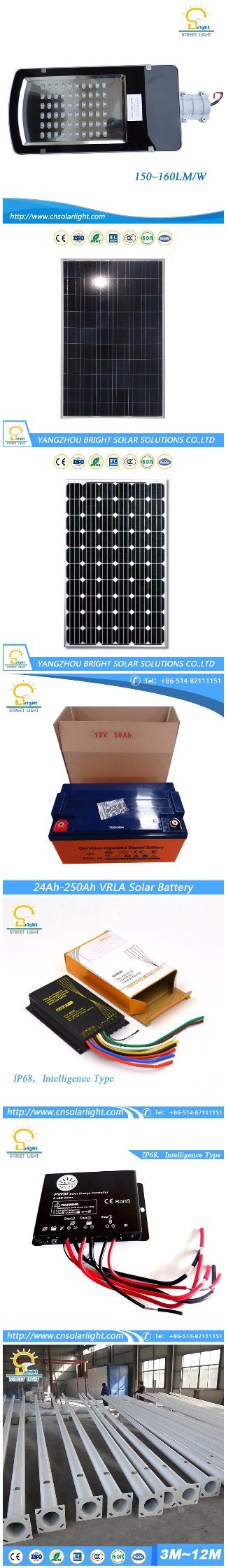 3-5 Years Warranty 30W-60W Solar Light with PV Panel