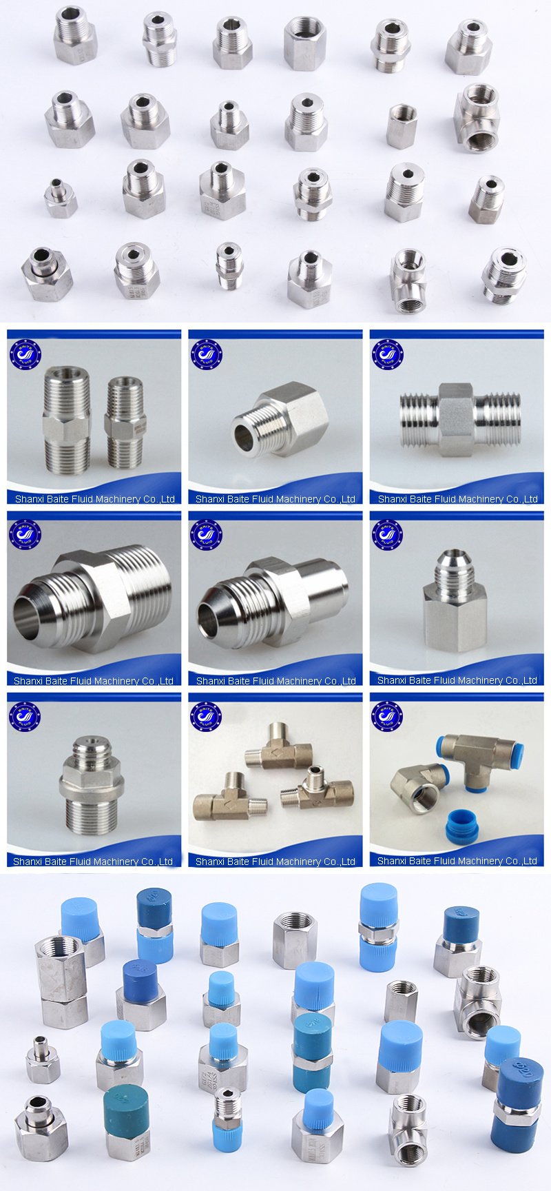 Straight Male Thread Hex Reducing Nipple Stainless Steel 316 Bsp to NPT Thread Adapters Fast Air Fittings