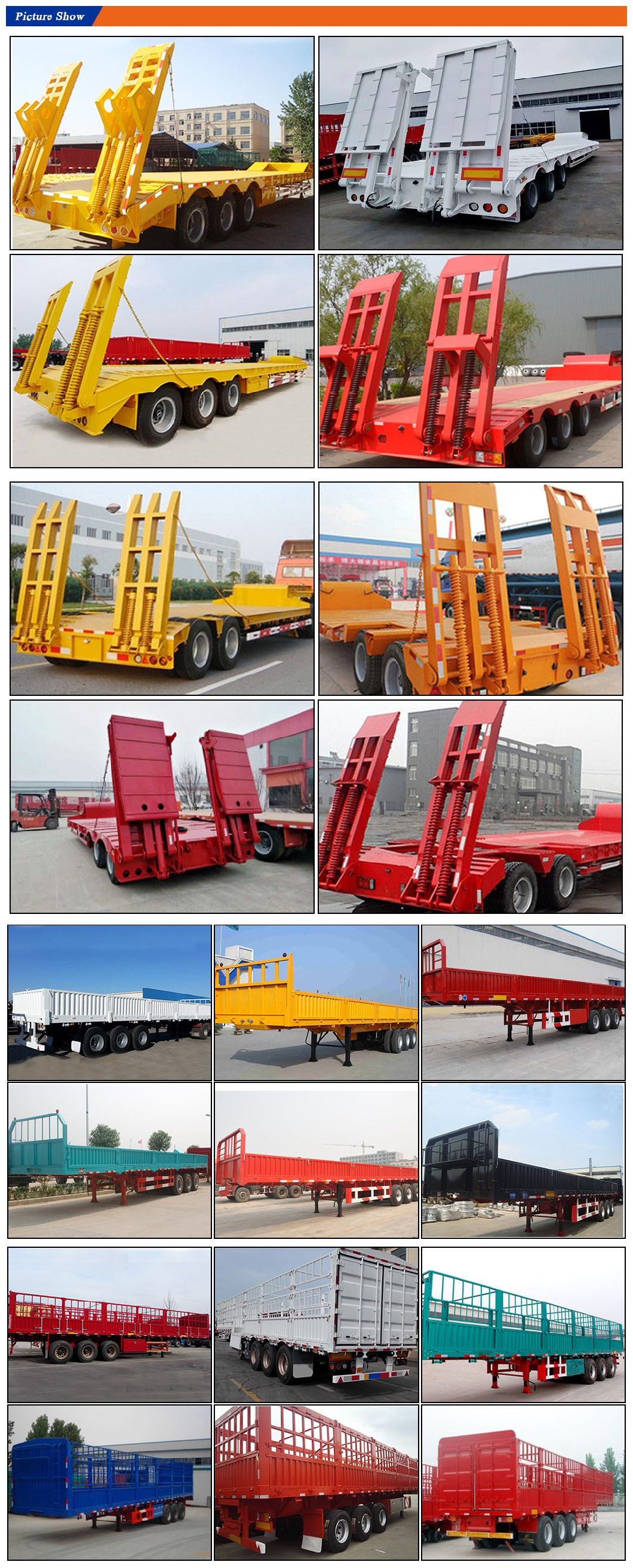 China Gooseneck Heavy Duty Truck 3 Axle Stake/Basket Utility Cargo Truck Tractor Semi Trailer