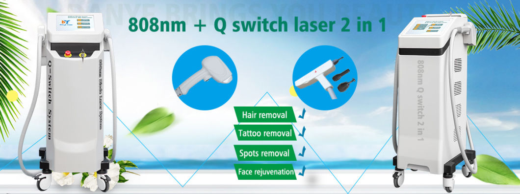 Hot Selling 2 in 1 Device 808nm Diode/Diodo Laser Hair Removal, Q Switched ND YAG Laser Tattoo Removal Machine for Sale