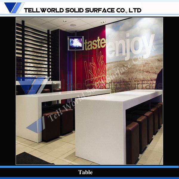 Artificial Marble Stone Kfc Restaurant Long Dining Table