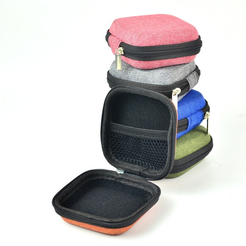 Custom Dichroic Cloth EVA Zipper Case Earphone Storage Bag Portable Earphone Case