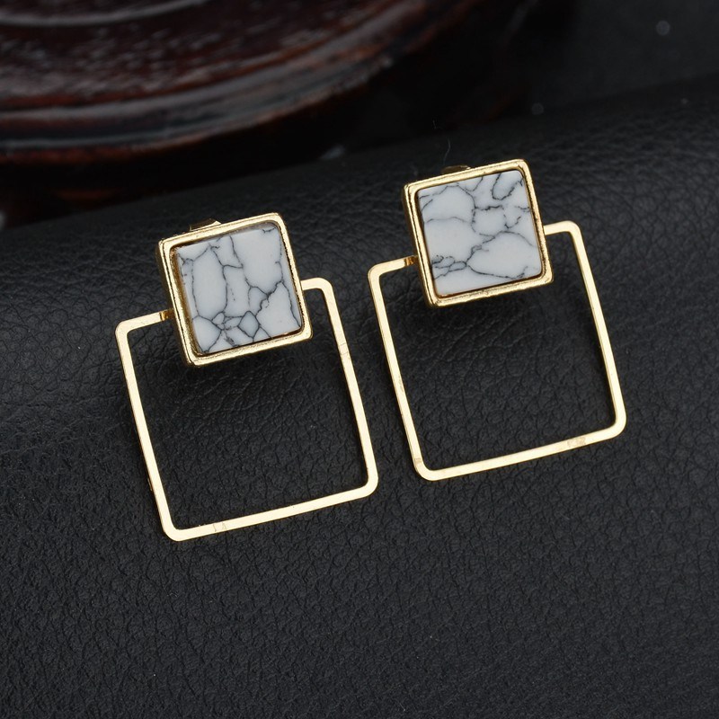 Korean Version Fashion Simple Geometric Earrings Marble Turquoise Earrings