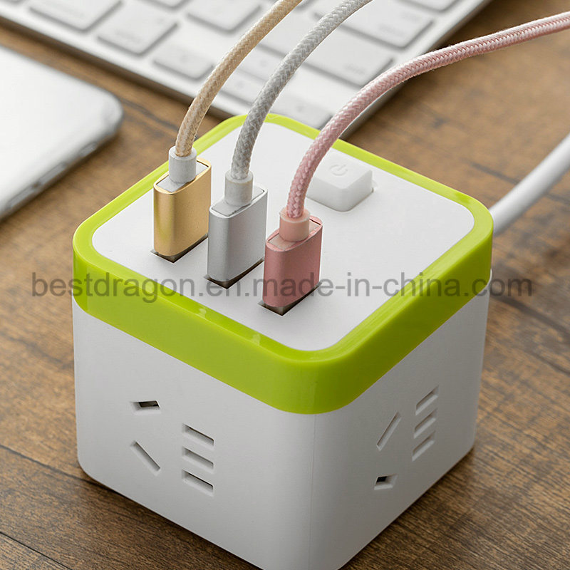 Smart Mini Universal Multi Power Cube Socket Travel Plug with USB