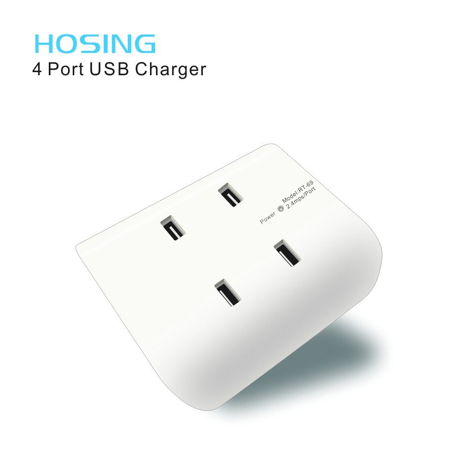 Portable Multiple Extension Power Socket with 4 USB Port 8.4A Travel /Home Charger