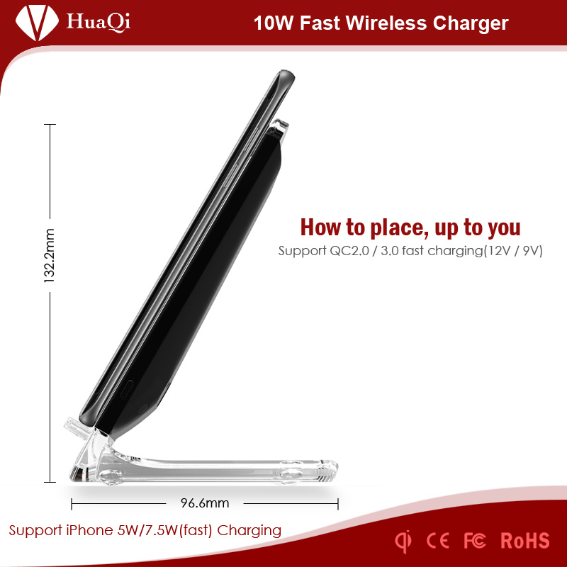 New Arrival 10W Handy Stand Quick Wireless Charger for iPhone/Samsung/Nokia/Motorola/Sony/Huawei/Xiaomi